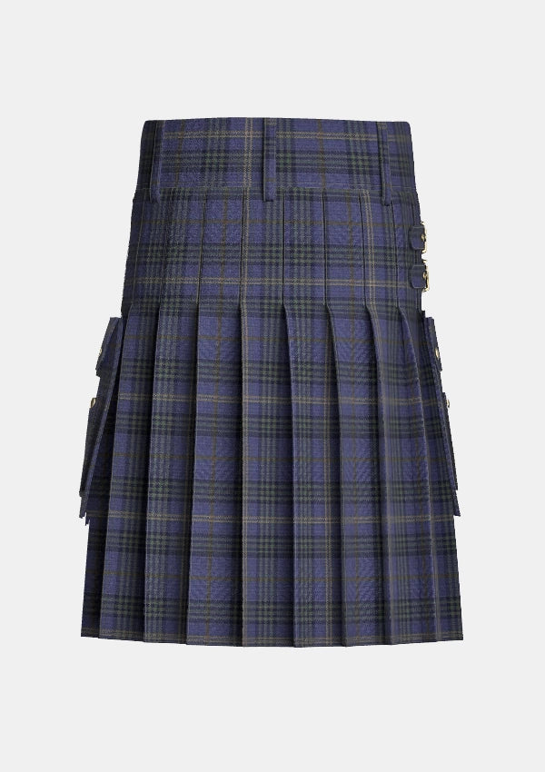 Utility_Cassidy_tartan_kilt_back_image_with_pleated_design_and_adjustable_buckles_for_men