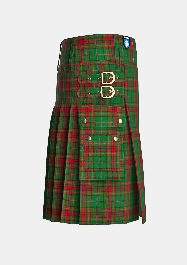 Utility_Cavan_County_Tartan_2274_kilt_right_image_with_pleated_design_and_adjustable_buckles_for_men