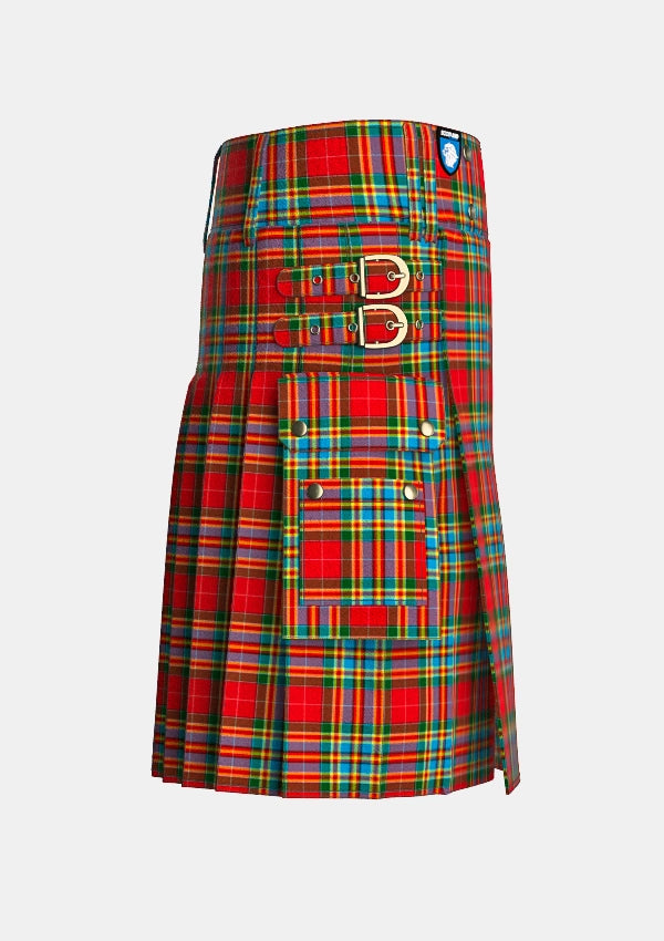 Utility_Chattan_Ancient_Tartan_kilt_right_image_with_pleated_design_and_adjustable_buckles_for_men
