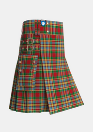 Utility_Chattan_Chief_of_Clan_Tartan_1852_kilt_side_image_with_pleated_design_and_adjustable_buckles_for_men
