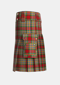 Utility_Chattan_Clan_Tartan_1851_kilt_left_image_with_pleated_design_and_adjustable_buckles_for_men