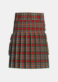 Utility_Chattan_brown_stripe_variation_Tartan_1620_kilt_back_image_with_pleated_design_and_adjustable_buckles_for_men