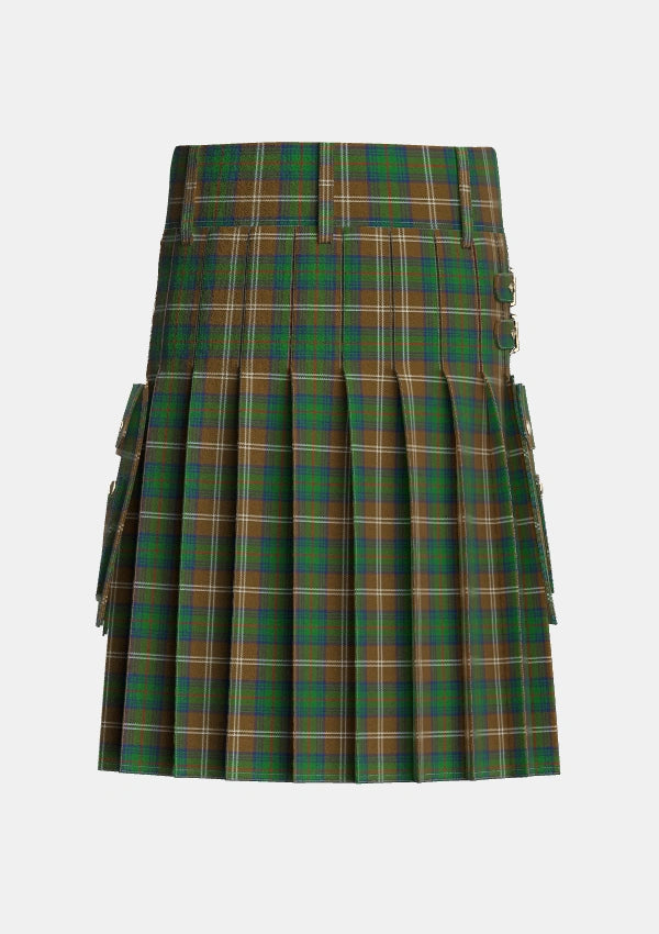 Utility_Chisholm_Hunting_Tartan_1458_kilt_back_image_with_pleated_design_and_adjustable_buckles_for_men
