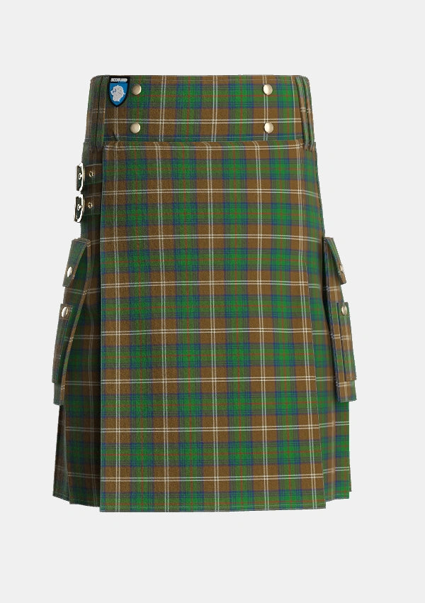 Utility_Chisholm_Hunting_Tartan_1458_kilt_front_image_with_pleated_design_and_adjustable_buckles_for_men
