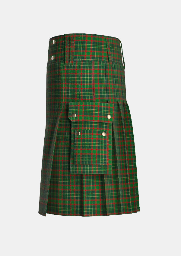 Utility_Clan_Doyle_Tartan_kilt_left_image_with_pleated_design_and_adjustable_buckles_for_men