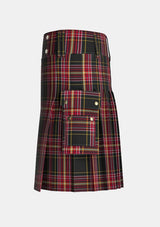 Utility_Clan_Firefighter_Tartan_kilt_left_image_with_pleated_design_and_adjustable_buckles_for_men
