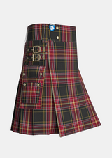 Utility_Clan_Firefighter_Tartan_kilt_side_image_with_pleated_design_and_adjustable_buckles_for_men