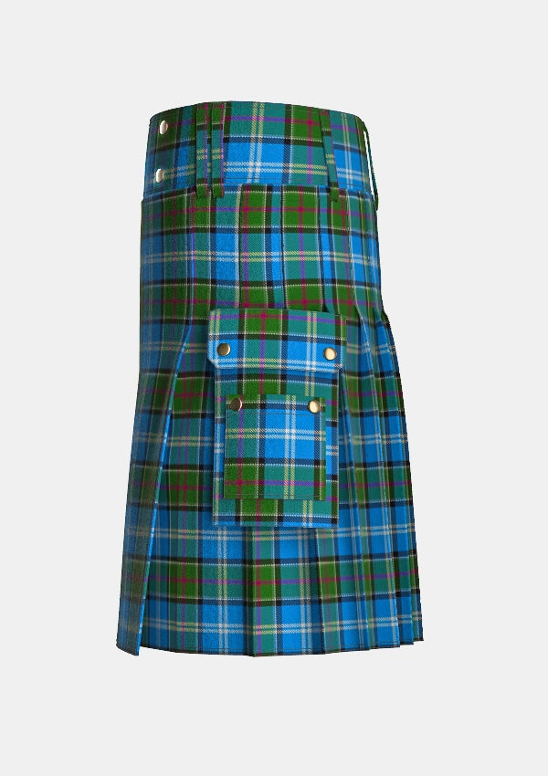 Utility_Clan_Kirkpatrick_Society_Tartan_15143_kilt_left_image_with_pleated_design_and_adjustable_buckles_for_men