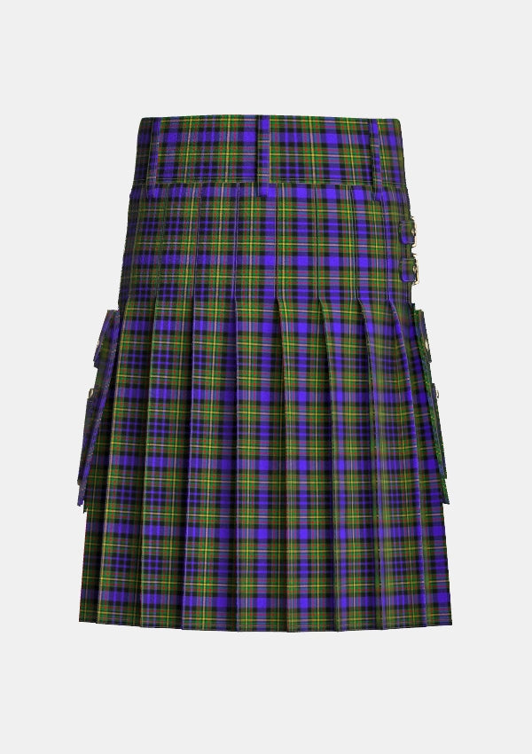 Utility_Clan_MacLellan_Tartan_kilt_back_image_with_pleated_design_and_adjustable_buckles_for_men