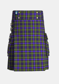 Utility_Clan_MacLellan_Tartan_kilt_front_image_with_pleated_design_and_adjustable_buckles_for_men
