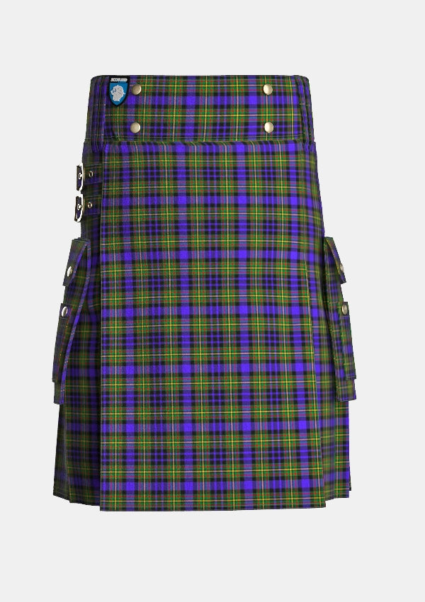 Utility_Clan_MacLellan_Tartan_kilt_front_image_with_pleated_design_and_adjustable_buckles_for_men