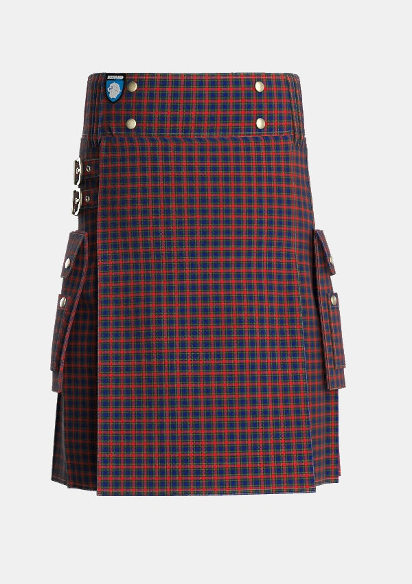 Utility_Clark_Red_1_Tartan_329_kilt_front_image_with_pleated_design_and_adjustable_buckles_for_men
