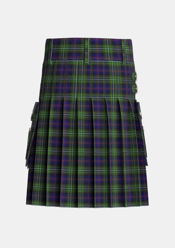 Utility_Clark_of_Ulva_Tartan_246_kilt_back_image_with_pleated_design_and_adjustable_buckles_for_men