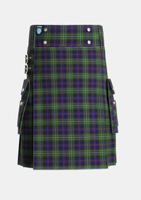 Utility_Clark_of_Ulva_Tartan_246_kilt_front_image_with_pleated_design_and_adjustable_buckles_for_men