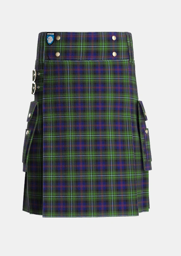 Utility_Clark_of_Ulva_Tartan_246_kilt_front_image_with_pleated_design_and_adjustable_buckles_for_men
