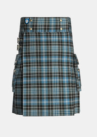 Utility_Clarke_Ancient_tartan_633_kilt_front_image_with_pleated_design_and_adjustable_buckles_for_men