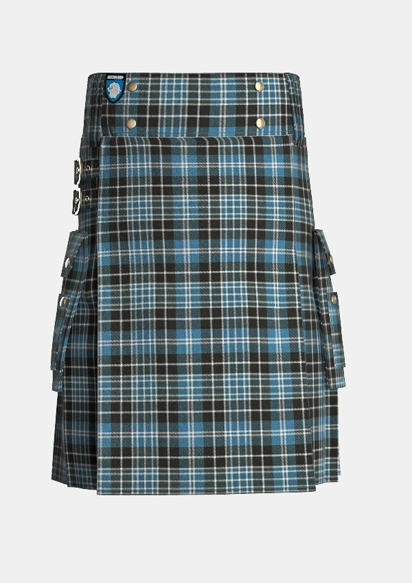 Utility_Clarke_Ancient_tartan_633_kilt_front_image_with_pleated_design_and_adjustable_buckles_for_men