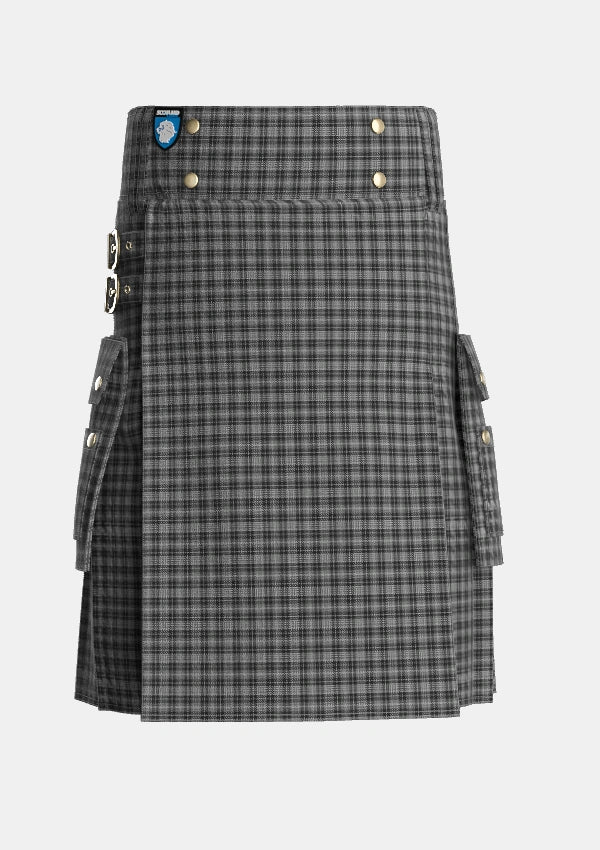 Utility_Clergy_Breacan_nan_Clearach_Tartan_1312_kilt_front_image_with_pleated_design_and_adjustable_buckles_for_men