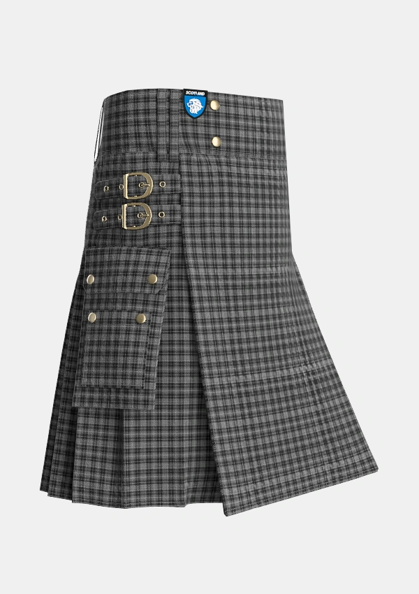 Utility_Clergy_Breacan_nan_Clearach_Tartan_1312_kilt_side_image_with_pleated_design_and_adjustable_buckles_for_men