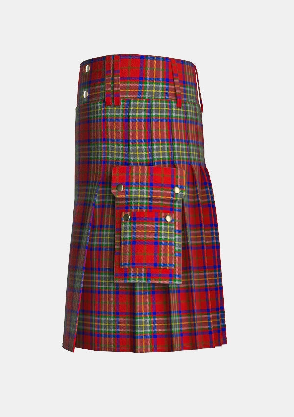 Utility_Coats_Everett_Tartan_12529_kilt_left_image_with_pleated_design_and_adjustable_buckles_for_men