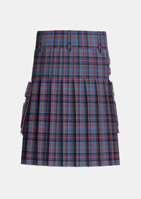 Utility_Cochrane_Azure_Tartan_485_kilt_back_image_with_pleated_design_and_adjustable_buckles_for_men