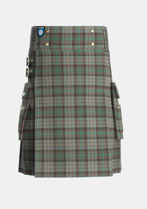 Utility_Cochrane_Hunting_Tartan_11165_kilt_front_image_with_pleated_design_and_adjustable_buckles_for_men