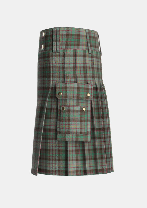 Utility_Cochrane_Hunting_Tartan_11165_kilt_left_image_with_pleated_design_and_adjustable_buckles_for_men