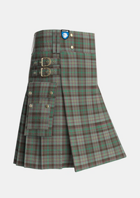 Utility_Cochrane_Hunting_Tartan_11165_kilt_side_image_with_pleated_design_and_adjustable_buckles_for_men