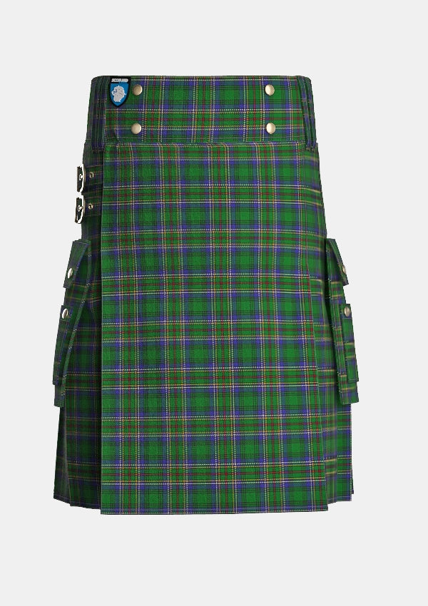 Utility_Cockburn_tartan_4548_kilt_front_image_with_pleated_design_and_adjustable_buckles_for_men