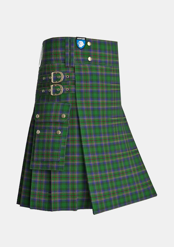 Utility_Cockburn_tartan_4548_kilt_side_image_with_pleated_design_and_adjustable_buckles_for_men