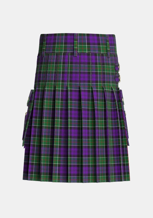 Utility_Colquhoun_3_Tartan_275_kilt_back_image_with_pleated_design_and_adjustable_buckles_for_men