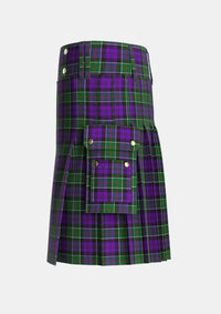 Utility_Colquhoun_3_Tartan_275_kilt_left_image_with_pleated_design_and_adjustable_buckles_for_men