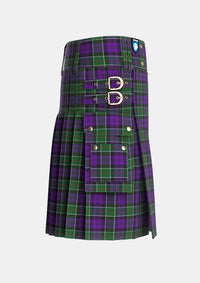 Utility_Colquhoun_3_Tartan_275_kilt_right_image_with_pleated_design_and_adjustable_buckles_for_men