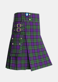 Utility_Colquhoun_3_Tartan_275_kilt_side_image_with_pleated_design_and_adjustable_buckles_for_men