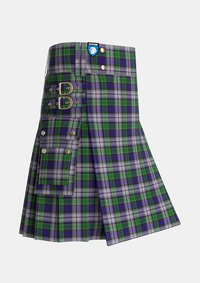 Utility_Colquhoun_Dress_Tartan_1960_kilt_side_image_with_pleated_design_and_adjustable_buckles_for_men