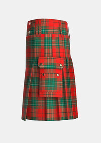 Utility_Comyn_Ancient_Tartan_kilt_left_image_with_pleated_design_and_adjustable_buckles_for_men