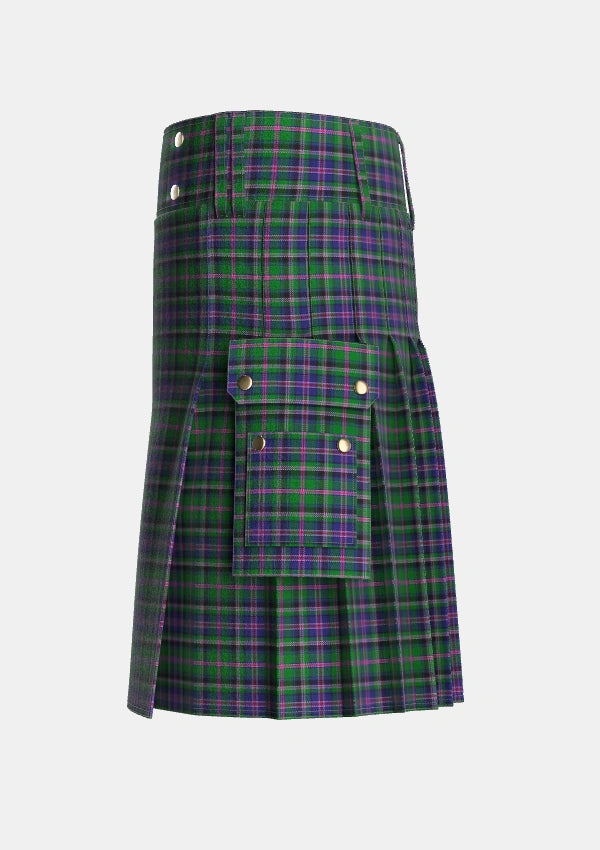 Utility_Cooper_Couper_James_Cant_Tartan_1415_kilt_left_image_with_pleated_design_and_adjustable_buckles_for_men