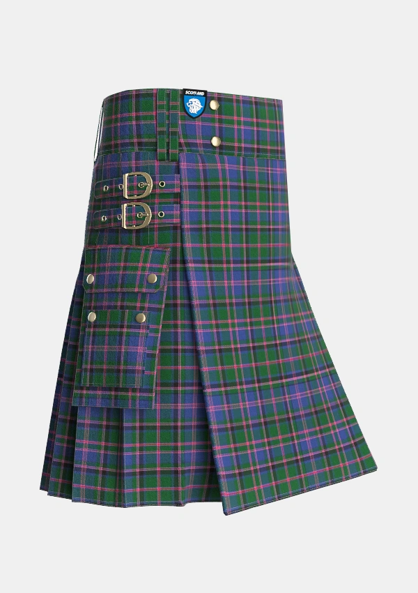 Utility_Cooper_Couper_Tartan_332_kilt_side_image_with_pleated_design_and_adjustable_buckles_for_men