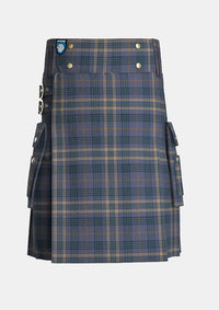 Utility_County_Fermanagh_Tartan_kilt_front_image_with_pleated_design_and_adjustable_buckles_for_men