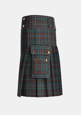 Utility_County_Kerry_Tartan_kilt_left_image_with_pleated_design_and_adjustable_buckles_for_men
