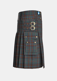 Utility_County_Kerry_Tartan_kilt_right_image_with_pleated_design_and_adjustable_buckles_for_men