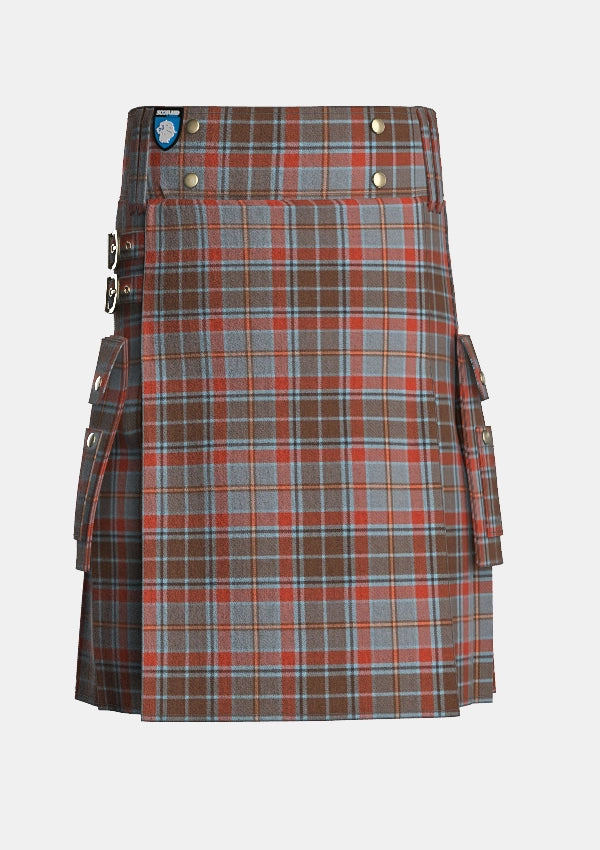Utility_County_Leitrim_Tartan_kilt_front_image_with_pleated_design_and_adjustable_buckles_for_men