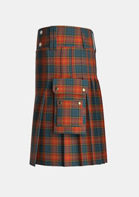 Utility_County_Roscommon_Tartan_kilt_left_image_with_pleated_design_and_adjustable_buckles_for_men