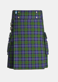 Utility_Cowan_tartan_1549_kilt_front_image_with_pleated_design_and_adjustable_buckles_for_men