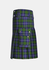 Utility_Cowan_tartan_1549_kilt_left_image_with_pleated_design_and_adjustable_buckles_for_men