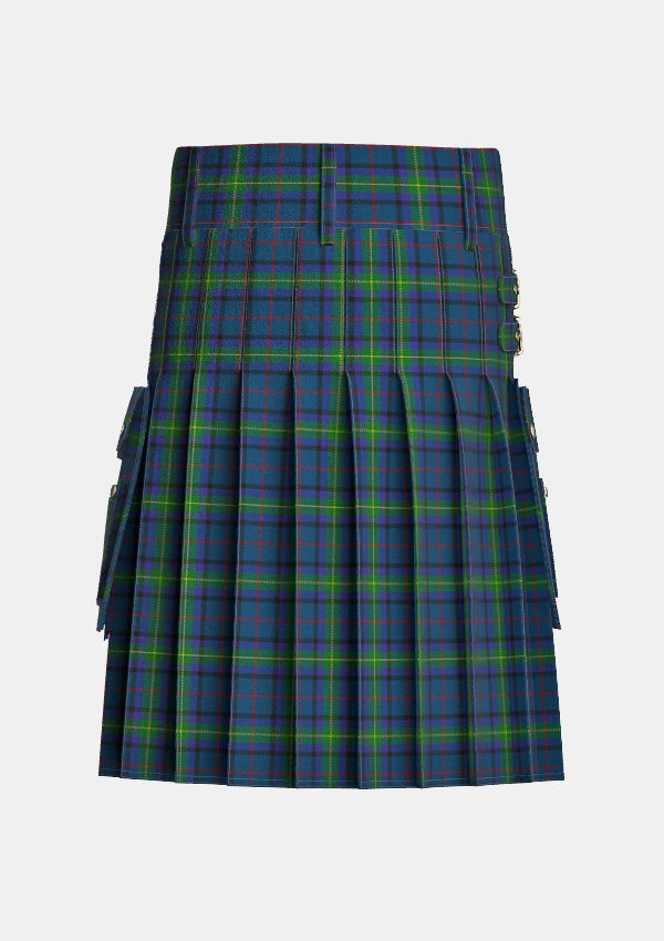 Utility_Cowie_Tartan_6868_kilt_back_image_with_pleated_design_and_adjustable_buckles_for_men