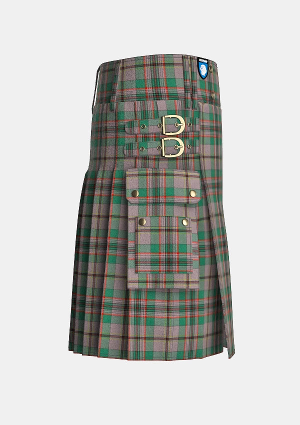 Utility_Craig_tartan_kilt_right_image_with_pleated_design_and_adjustable_buckles_for_men