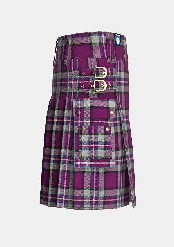 Utility_Cramer_Tartan_kilt_right_image_with_pleated_design_and_adjustable_buckles_for_men