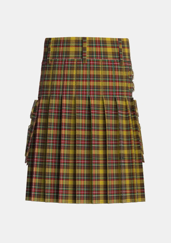 Utility_Cree_Tartan_1856_kilt_back_image_with_pleated_design_and_adjustable_buckles_for_men