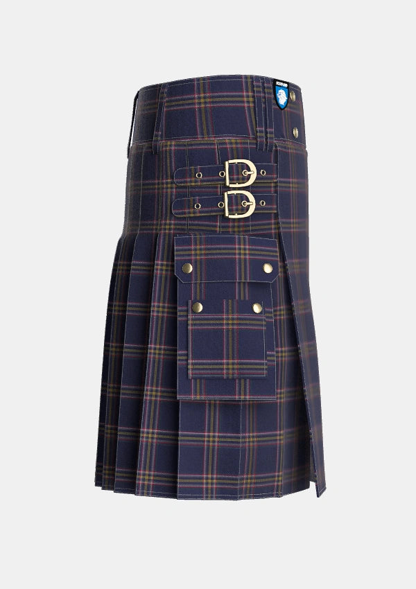 Utility_Crichton_Tartan_7784_kilt_right_image_with_pleated_design_and_adjustable_buckles_for_men
